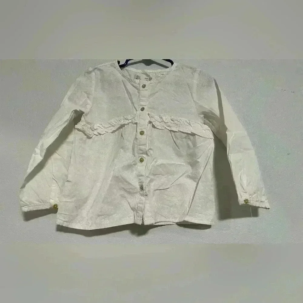 265. Zara baby girl embroidered white blouse set of 2 sz 3/4 years